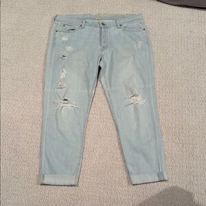 7 For All Mankind Light Wash Distressed Josefina Skinny Boyfriend Jeans size 32